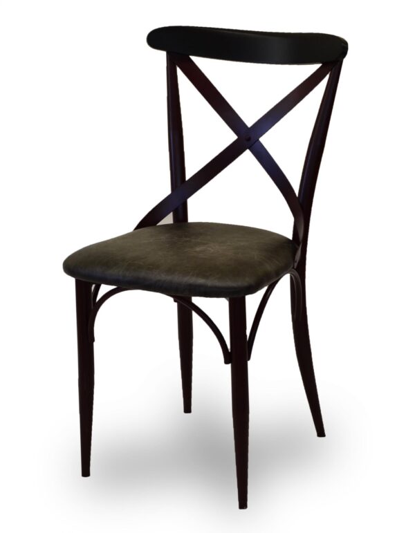 Καρέκλα με μεταλλικό σκελετό και κάθισμα από δερμάτινη ύφασμα ή ξύλο στα χρώματα της επιλογής σας