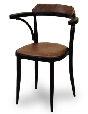 Μεταλλική πολυθρόνα με ξύλο στην πλάτη Σιδερένια κατασκευή με ηλεκτροστατική βαφή Το κάθισμα μπορεί να γίνει από δερμάτινη ύφασμα ή ξύλο στα χρώματα της επιλογής σας